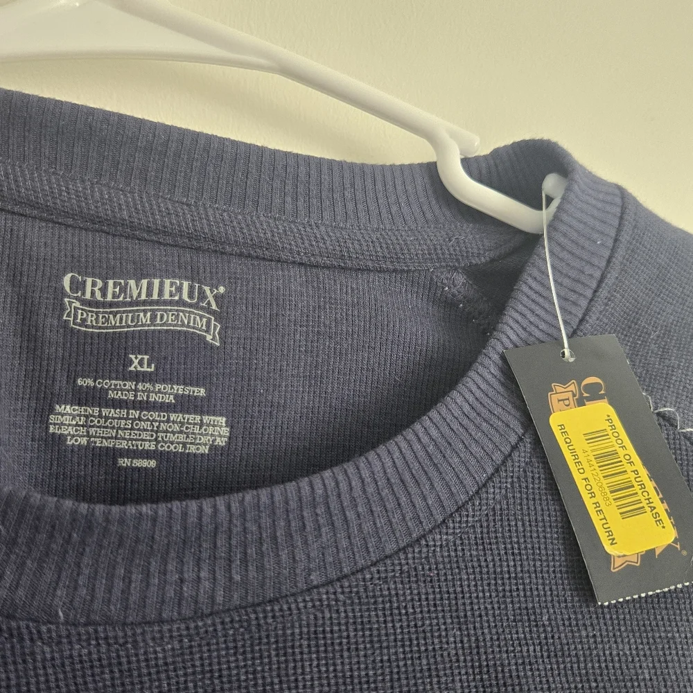 New Cremieux Lightweight Crewneck Long Sleeve Cotton Sweater Navy Blue Size XL